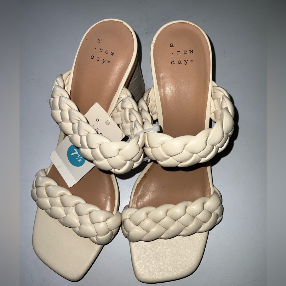 A New Day Women's Cream Braided Sandals